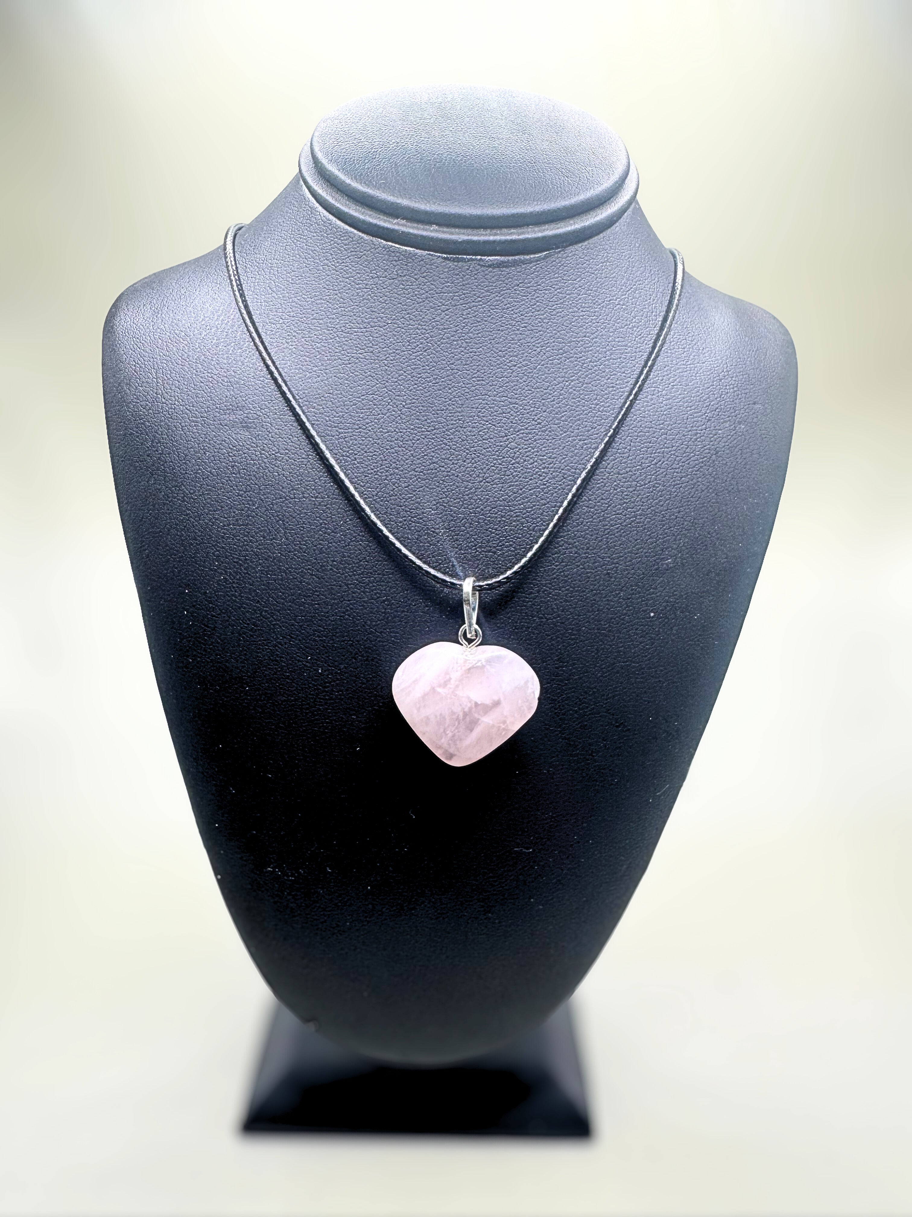 Rose Quatrz heart necklace.