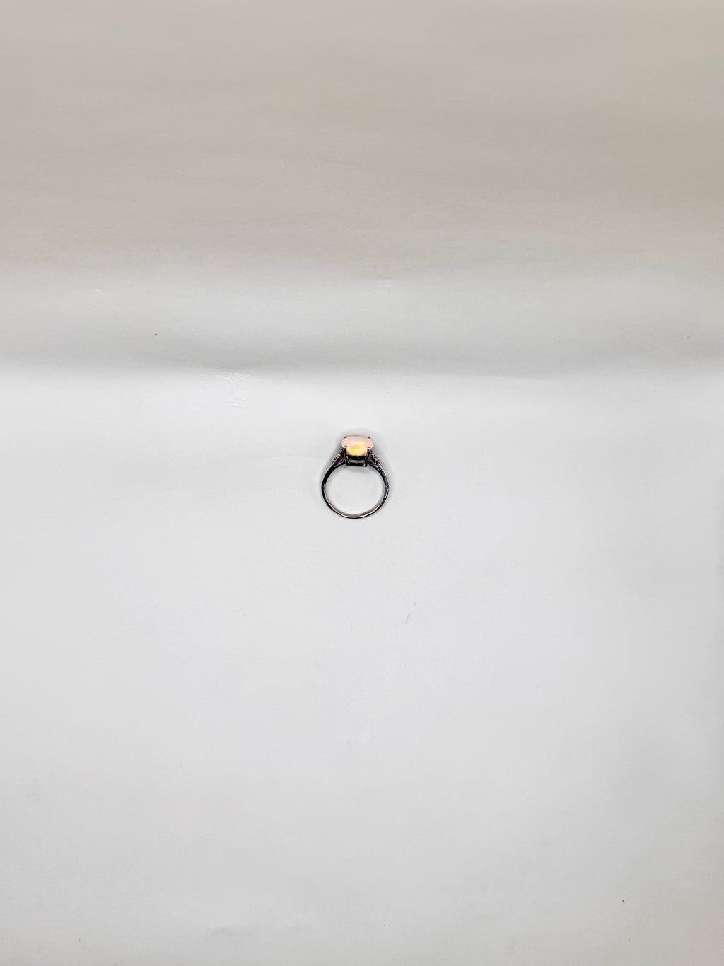 FIRE OPAL PEAR CUT AND DIAMONDS RING