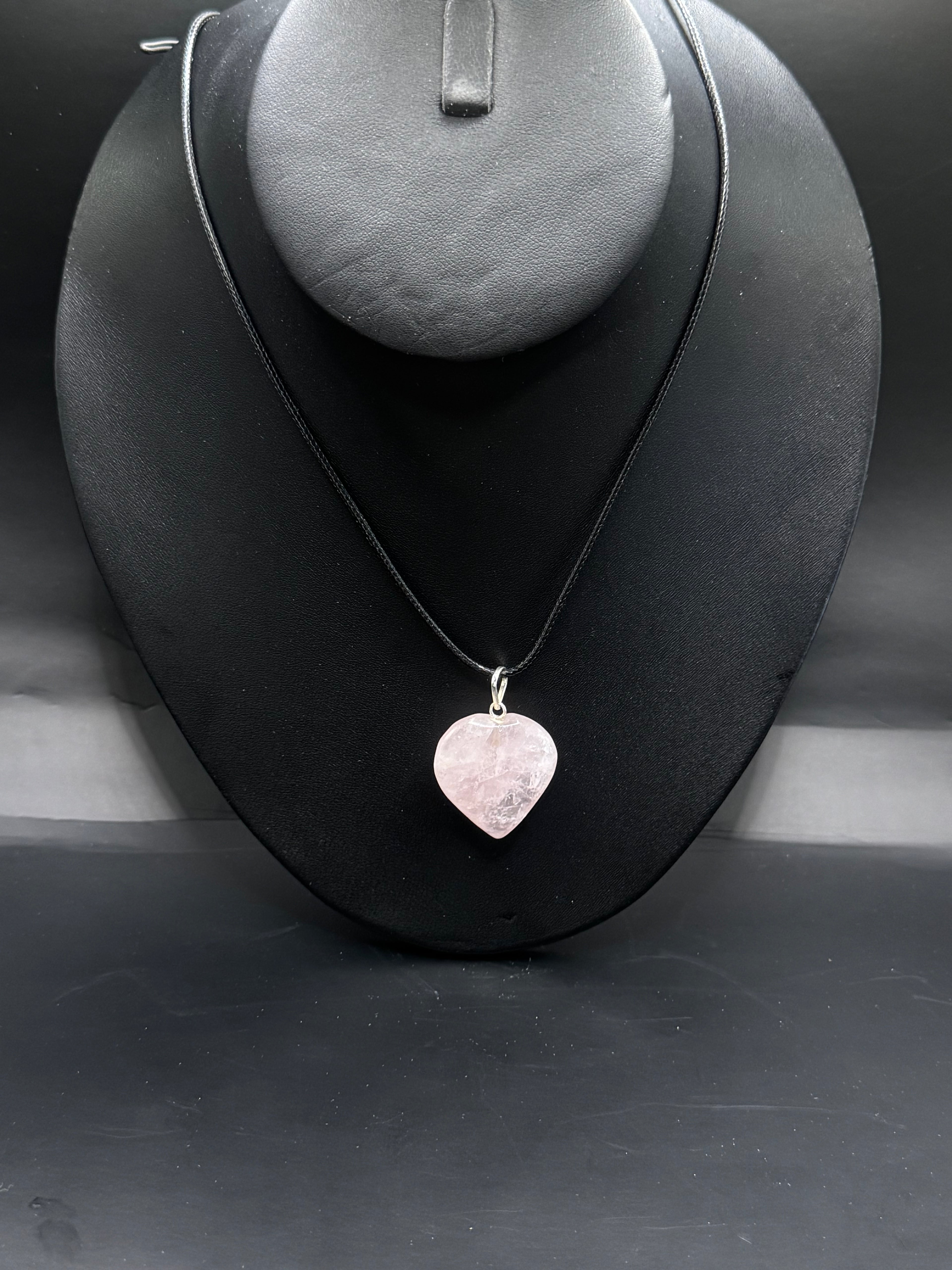 Rose Quatrz heart necklace.