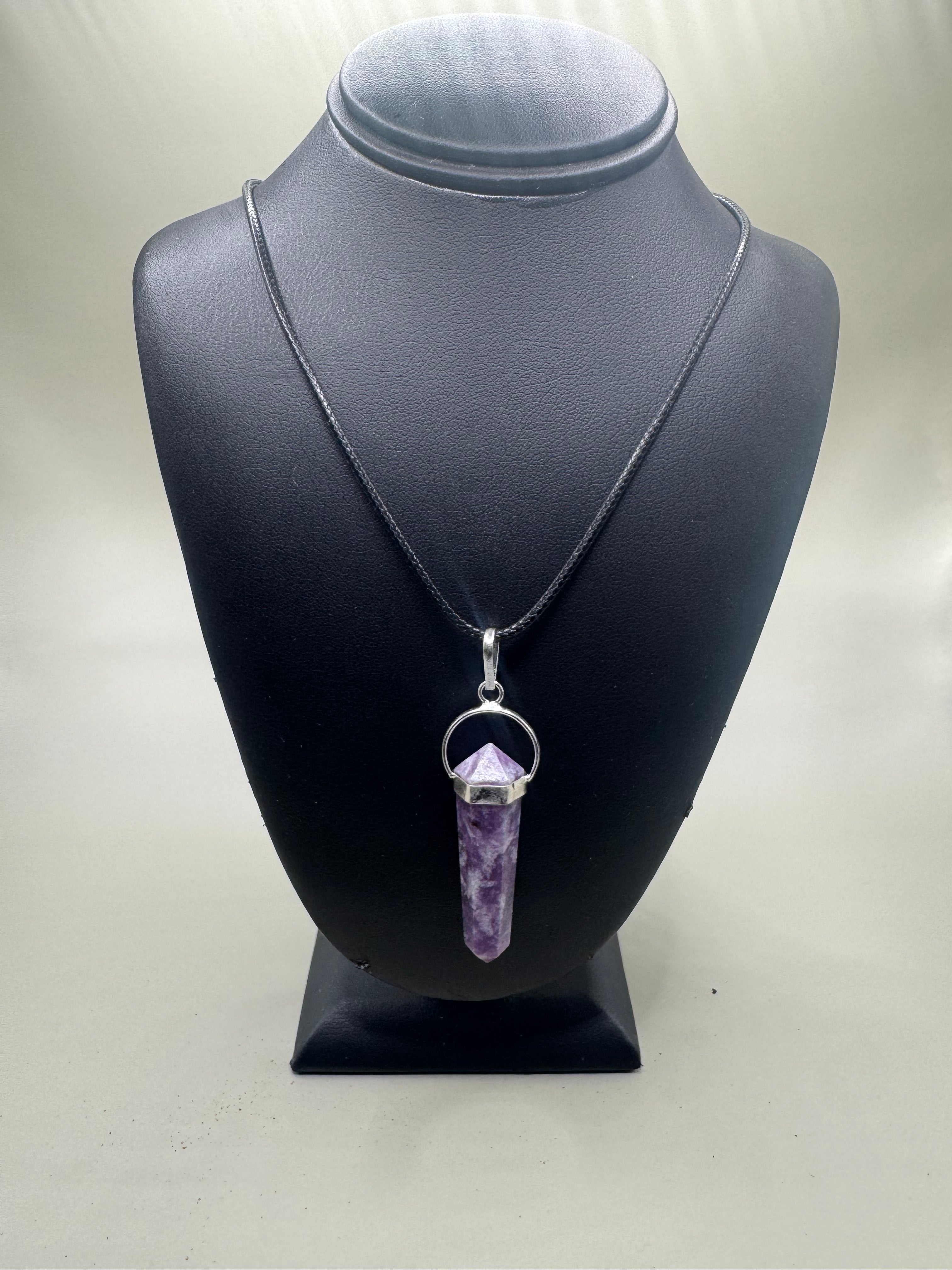 Amythyst pendulum necklace.